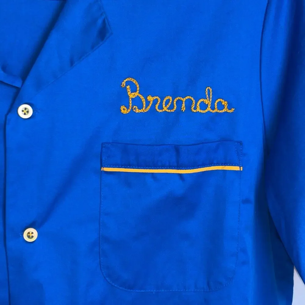 Hilton Bowling Retro Shirt Blue Gold "Brenda" Lung Restless Team S NWOT - Picture 4 of 8